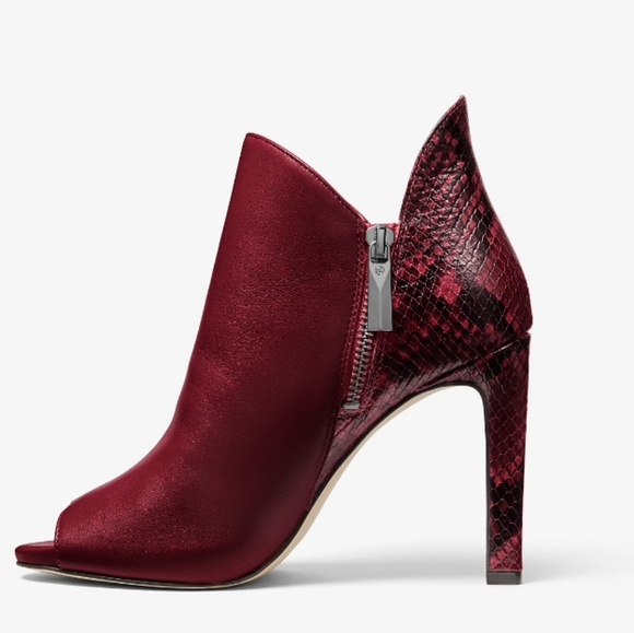 🆕Michael Kors Alane Leather & Python Snake Embossed Open Toe Bootie Size 7 - Picture 4 of 9